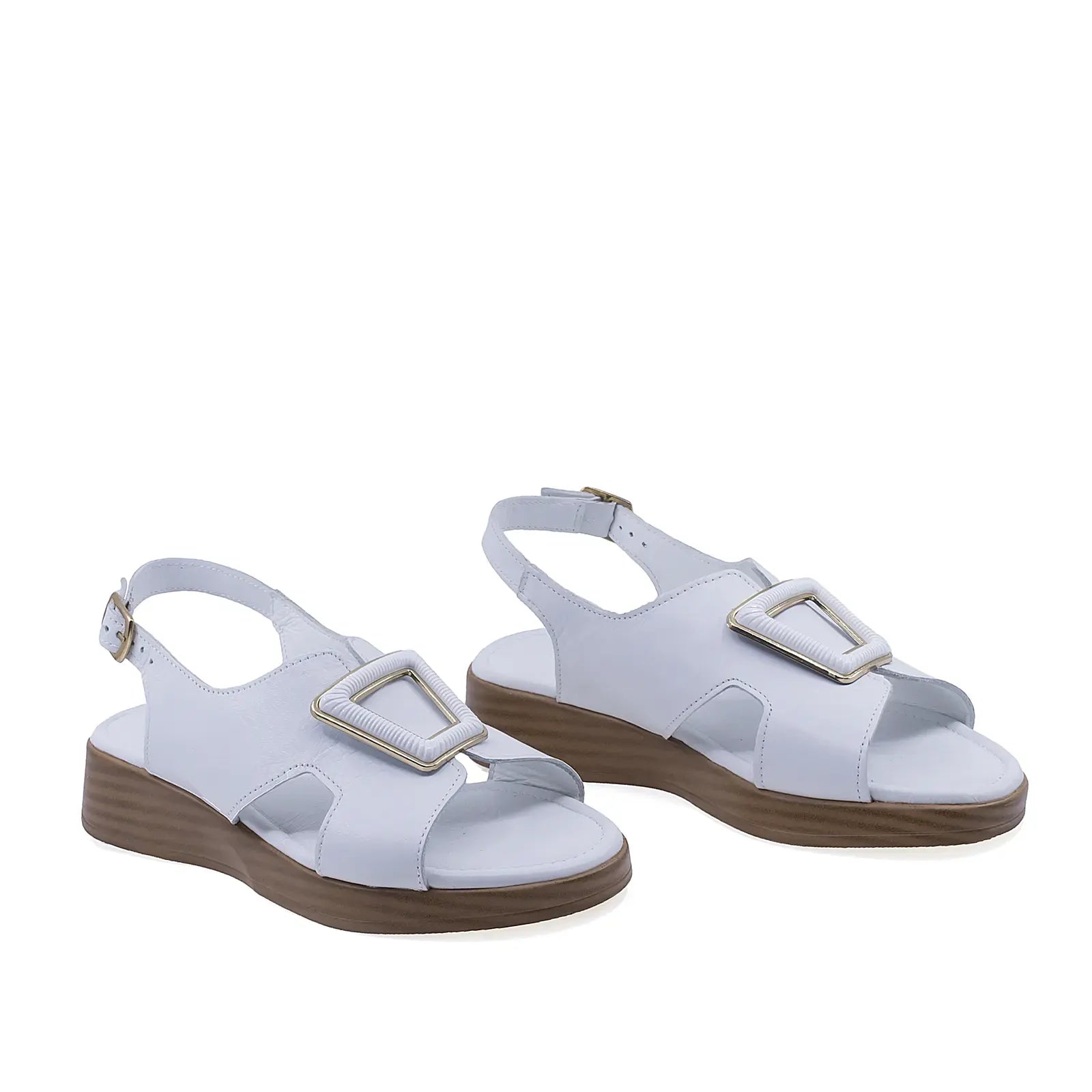 Sandale dama casual Anna Viotti D72-25-999 din piele naturala albe vedere din fata cu talpa ortopedica