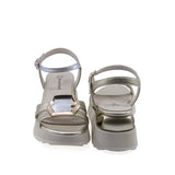 Sandale dama casual Anna Viotti D106-RD909-A823 vedere din spate piele naturala auriu gri design modern