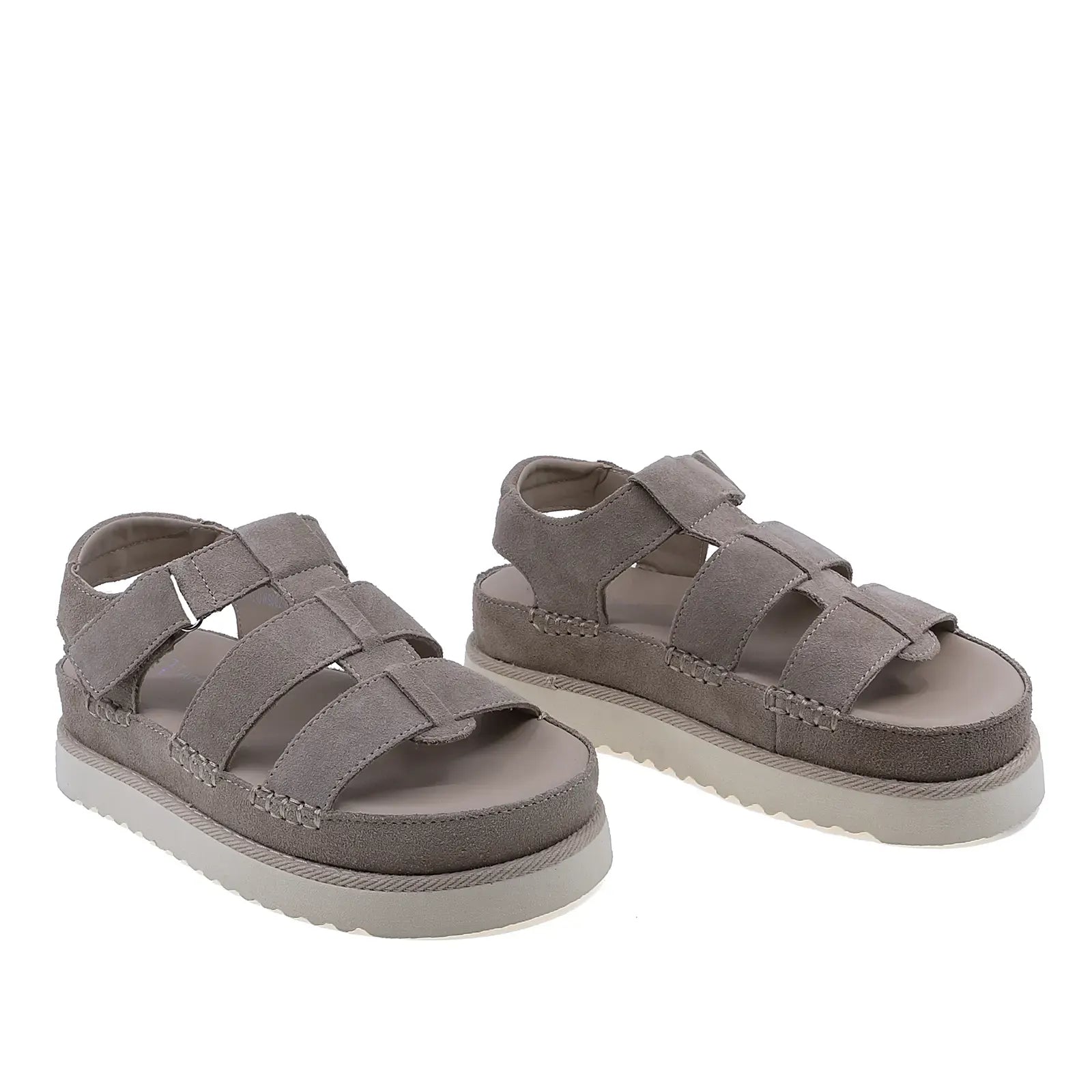 Sandale dama casual Anna Viotti D113-OWS002-8 piele intoarsa bej vedere din fata design elegant si comod