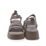 Sandale dama casual Anna Viotti D113-OWS003-1 vedere spate piele nabuc bej design elegant cu platforma