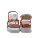 Sandale dama casual Anna Viotti vedere spate piele naturala bej orange design ergonomic