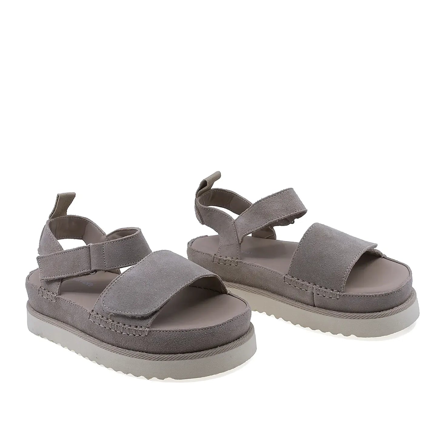 Sandale dama casual Anna Viotti D113-OWS004-9 bej din piele intoarsa naturala vedere din fata
