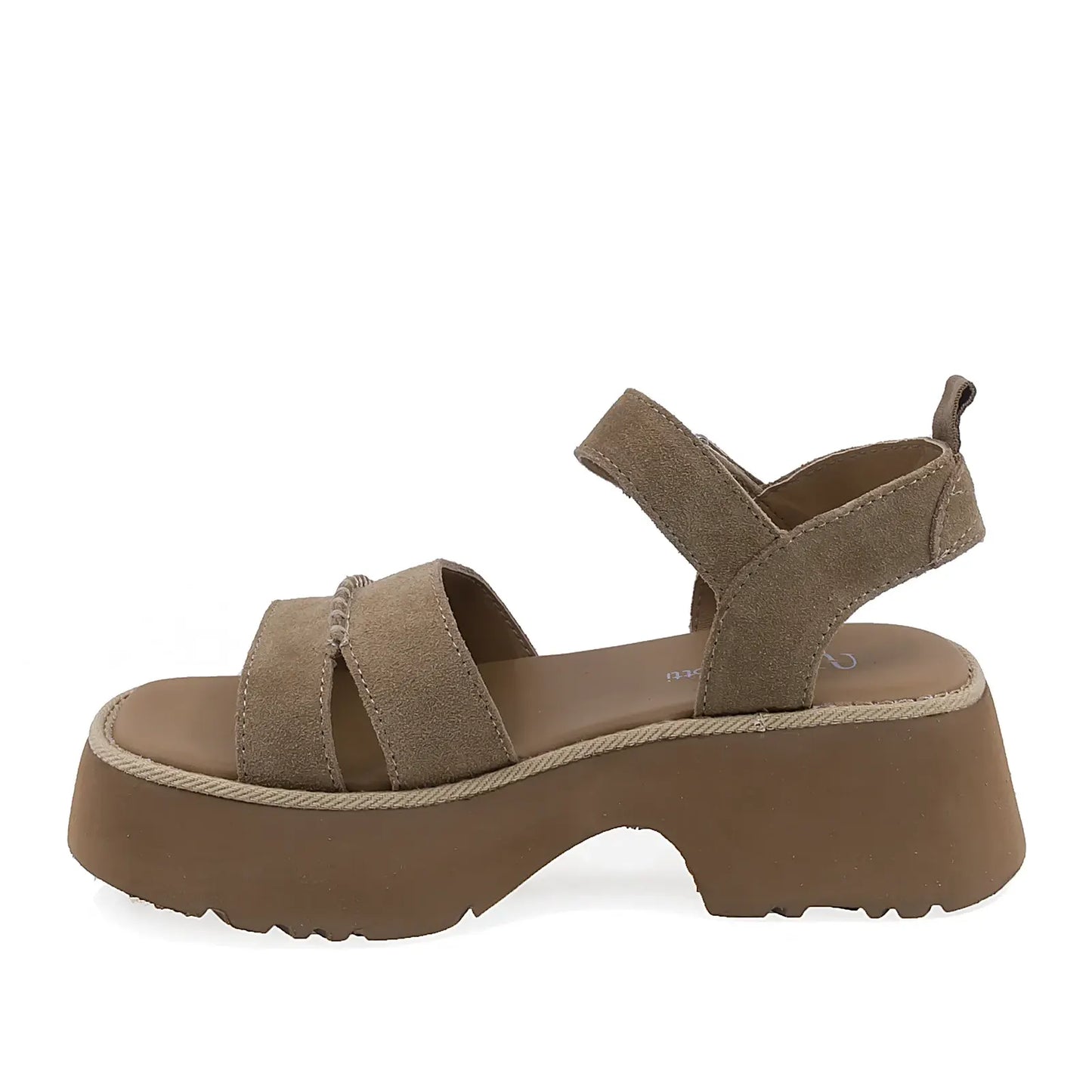 Sandale dama casual piele naturala Anna Viotti D113-OWS003-1 cafe vedere lateral stanga stil casual modern
