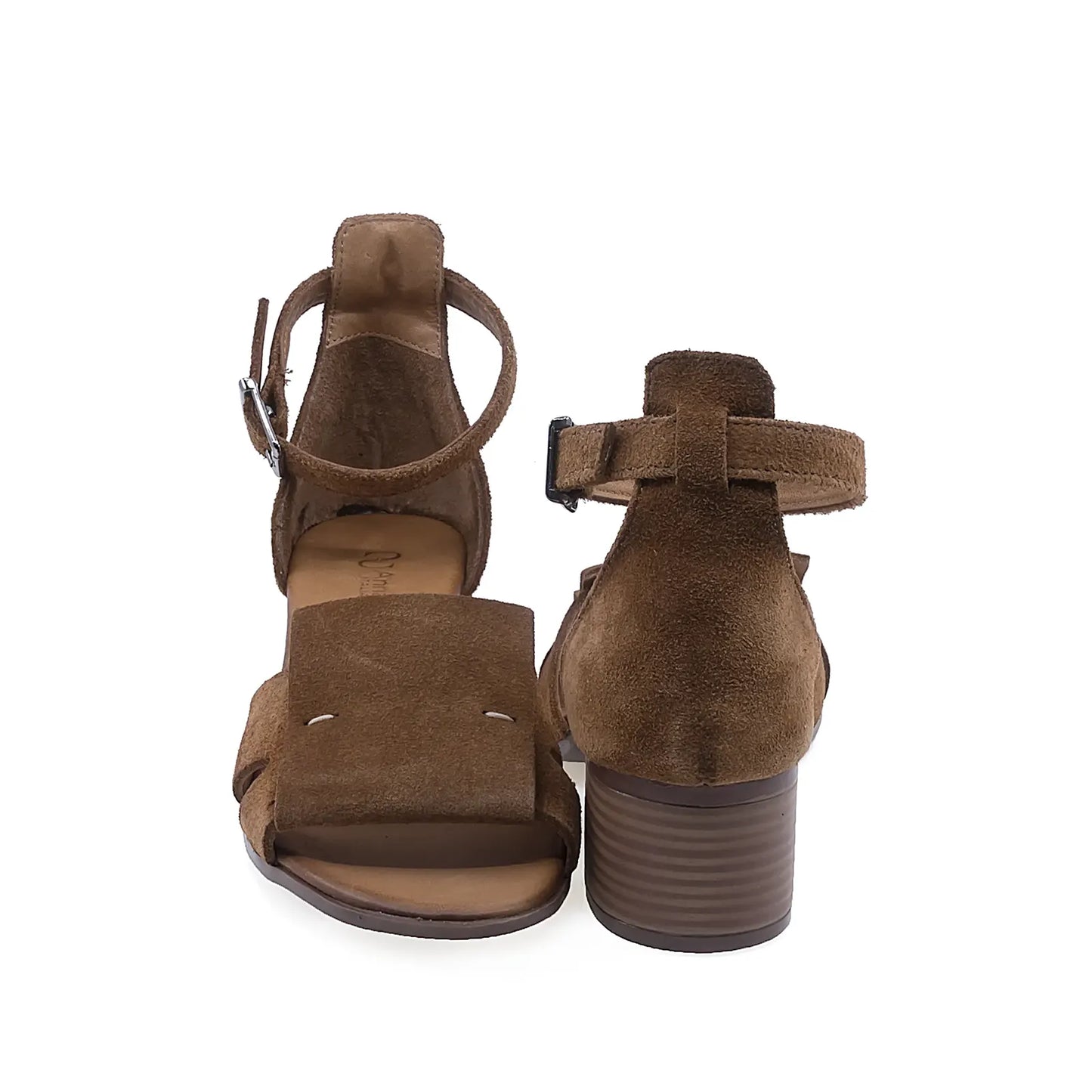 Sandale dama casual Anna Viotti D19-693 vedere spate piele intoarsa coniac design casual elegant