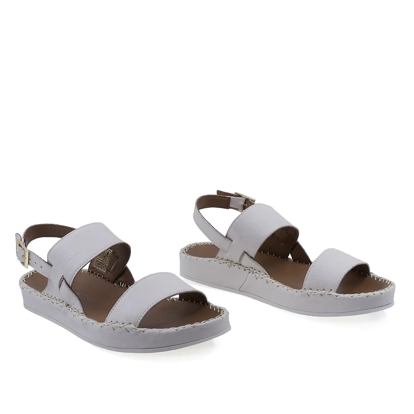 Sandale dama casual Anna Viotti D27-01102 piele naturala crem vedere din fata stil elegant si confortabil