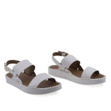 Sandale dama casual Anna Viotti D27-01102 piele naturala crem vedere din fata stil elegant si confortabil