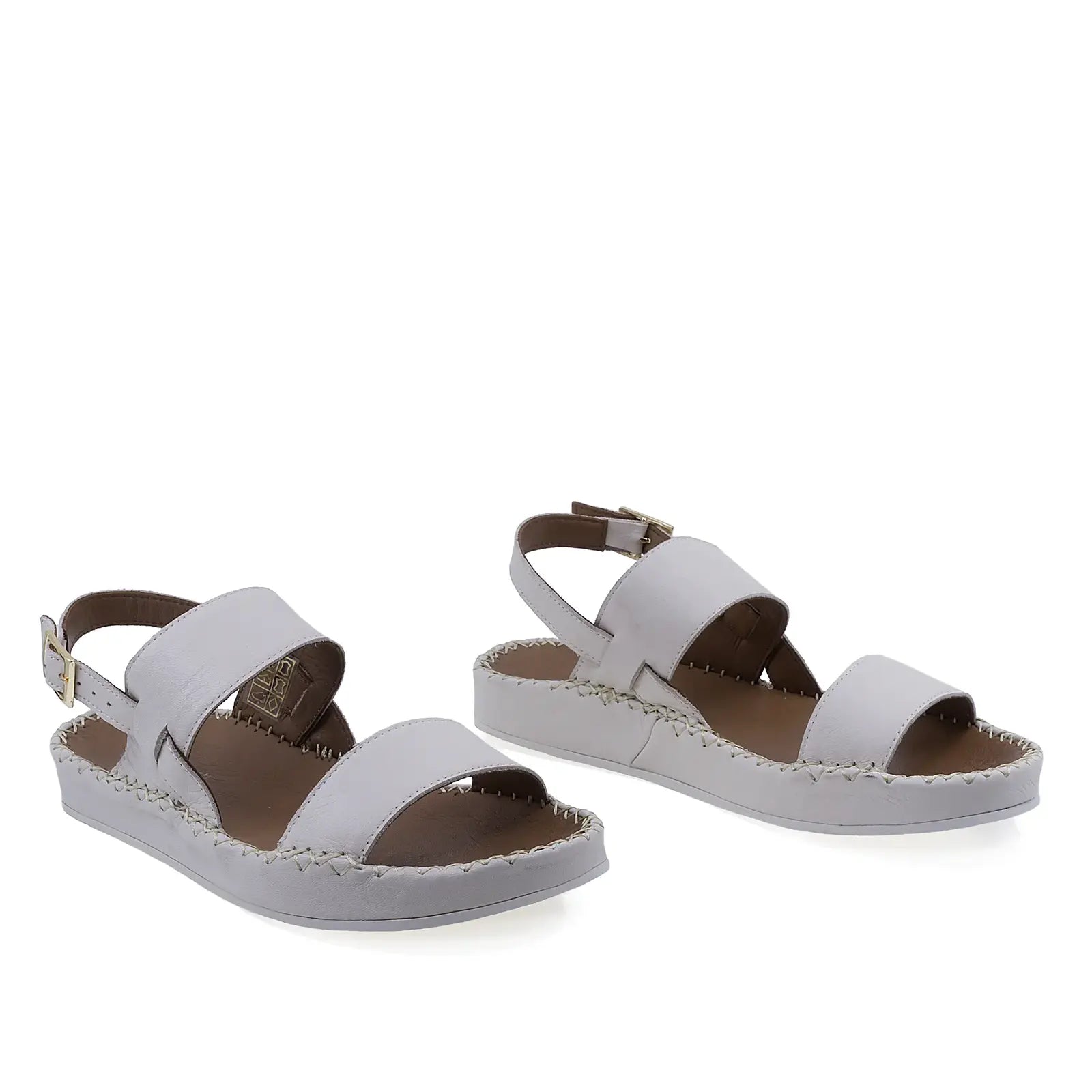 Sandale dama casual Anna Viotti D27-01102 piele naturala crem vedere din fata stil elegant si confortabil