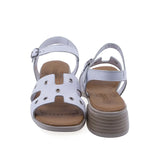 Sandale dama casual elegante Anna Viotti D42-10217 vedere spate piele naturala alba cu toc stabil