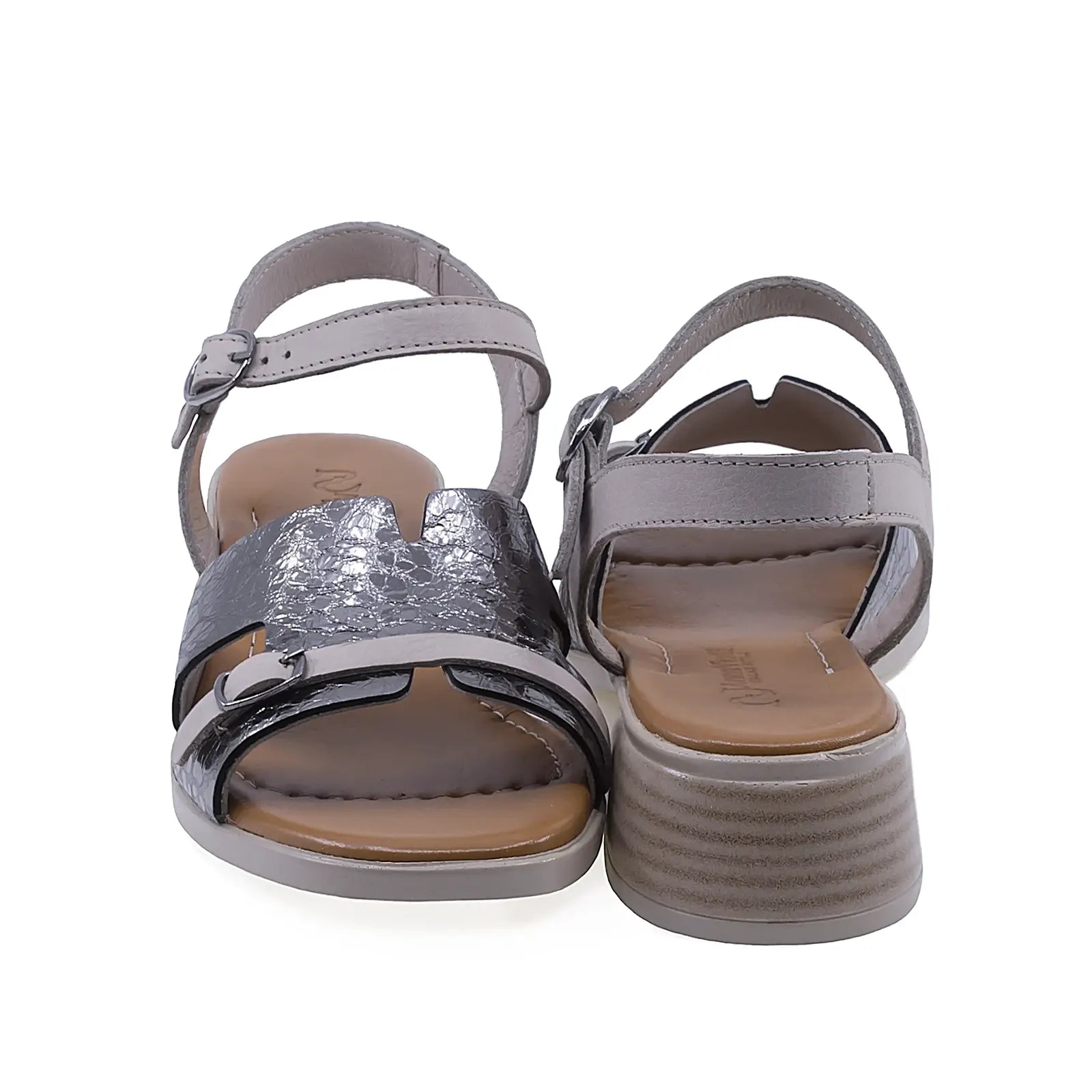 Sandale dama casual Anna Viotti D42-10209 vedere spate piele naturala gri design modern si elegant
