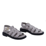 Sandale dama casual Anna Viotti D50-1814 piele naturala gri vedere din fata stil modern si confortabil