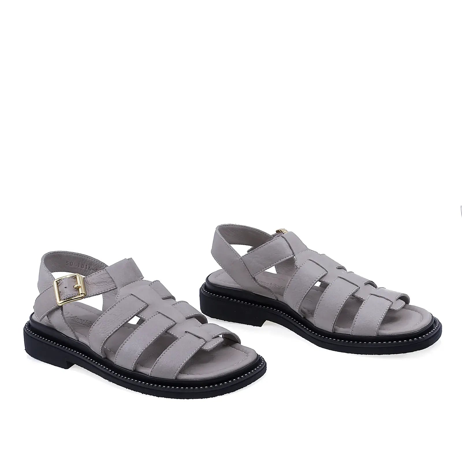 Sandale dama casual Anna Viotti D50-1814 piele naturala gri vedere din fata stil modern si confortabil