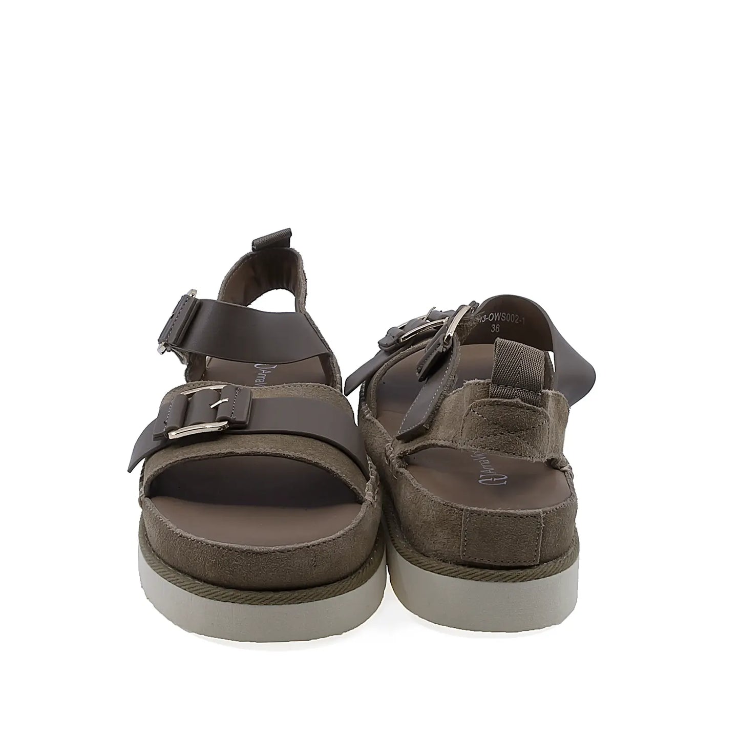 Sandale dama casual Anna Viotti D113-OWS002-1 vedere spate piele intoarsa kaki design modern