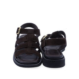 Sandale dama casual Anna Viotti D50-1814 vedere spate piele intoarsa maro design elegant