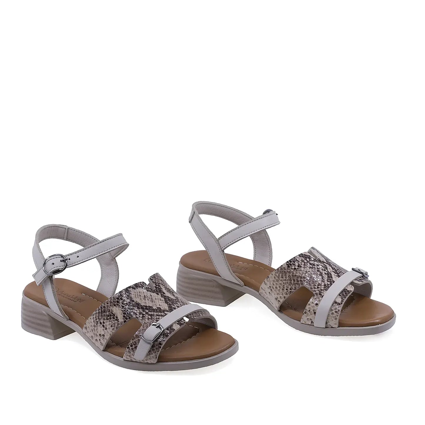 Sandale dama casual Anna Viotti D42-10209 maro sarpe din piele naturala vedere din fata