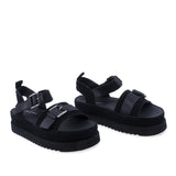 Sandale dama casual Anna Viotti D113-OWS002-1 piele intoarsa negre vedere din fata stil urban modern