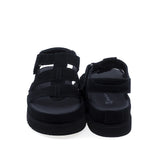 Sandale dama casual Anna Viotti D113-OWS002-8 vedere spate piele intoarsa neagra design modern