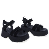 Sandale dama casual Anna Viotti D113-OWS003-1 piele naturala nabuc neagra vedere din fata design modern