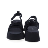 Sandale dama casual Anna Viotti D113-OWS003-1 vedere spate piele naturala nabuc neagra cu platforma moderna