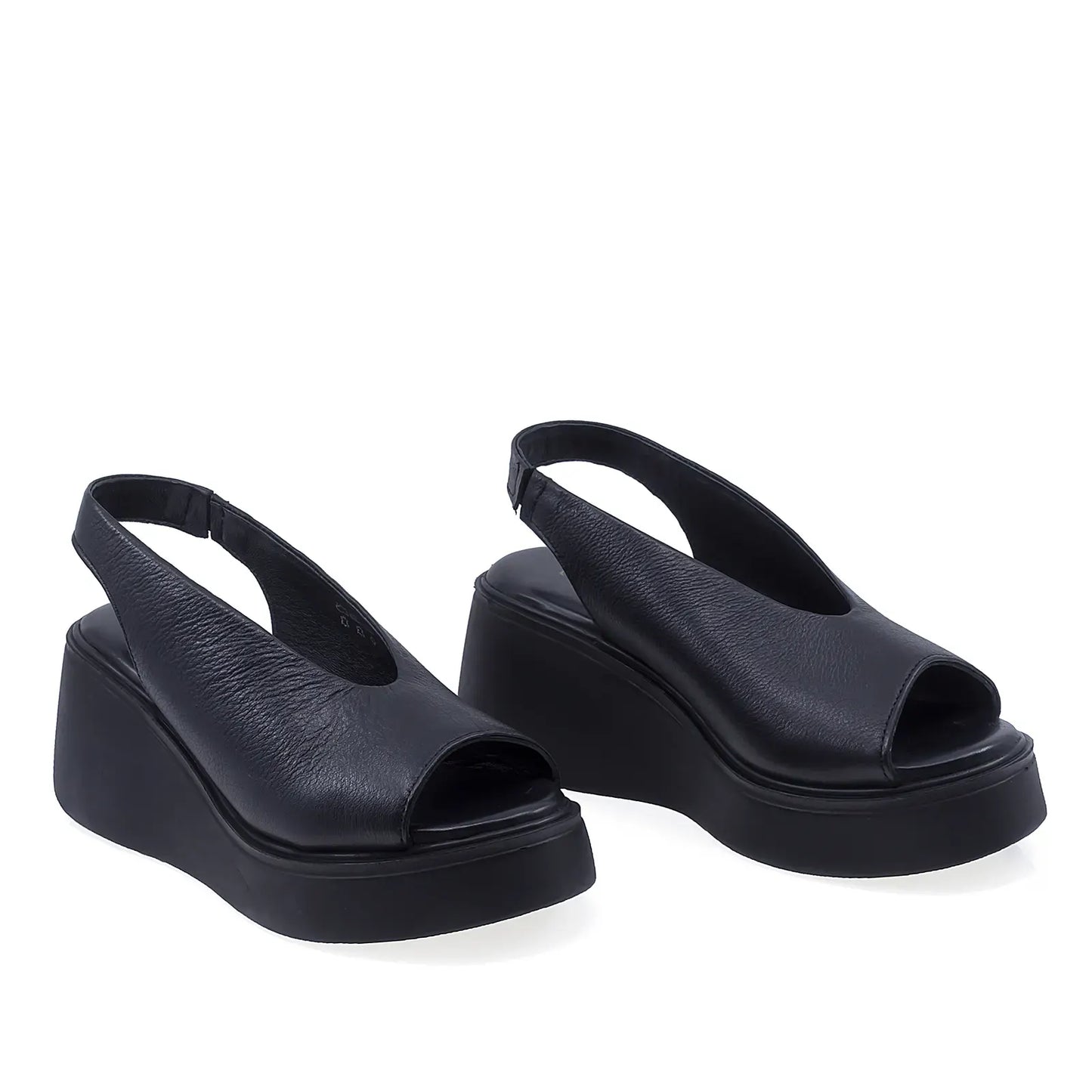 Sandale dama casual Anna Viotti D202-82374 piele naturala negre vedere din fata stil elegant si confortabil