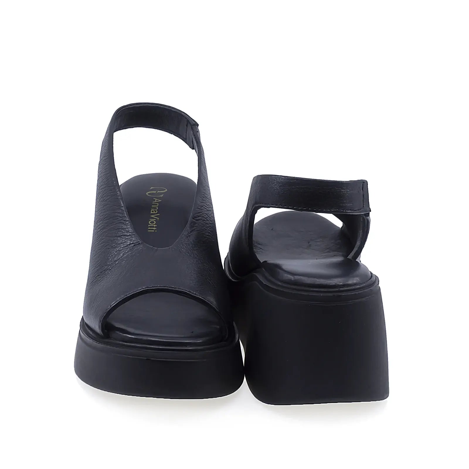 Sandale dama casual Anna Viotti D202-82374 vedere spate piele naturala neagra design modern