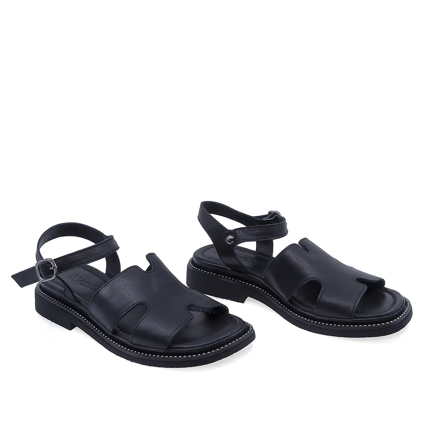 Sandale dama casual Anna Viotti D50-1813 piele naturala negre vedere din fata stil elegant