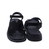 Sandale dama casual Anna Viotti D50-1813 vedere spate piele intoarsa naturala neagra cu toc mic confortabil