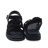 Sandale dama casual Anna Viotti D50-1814 vedere spate piele intoarsa naturala negre design modern
