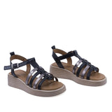 Sandale dama casual Anna Viotti D57-303 piele naturala negre vedere din fata stil modern si confortabil