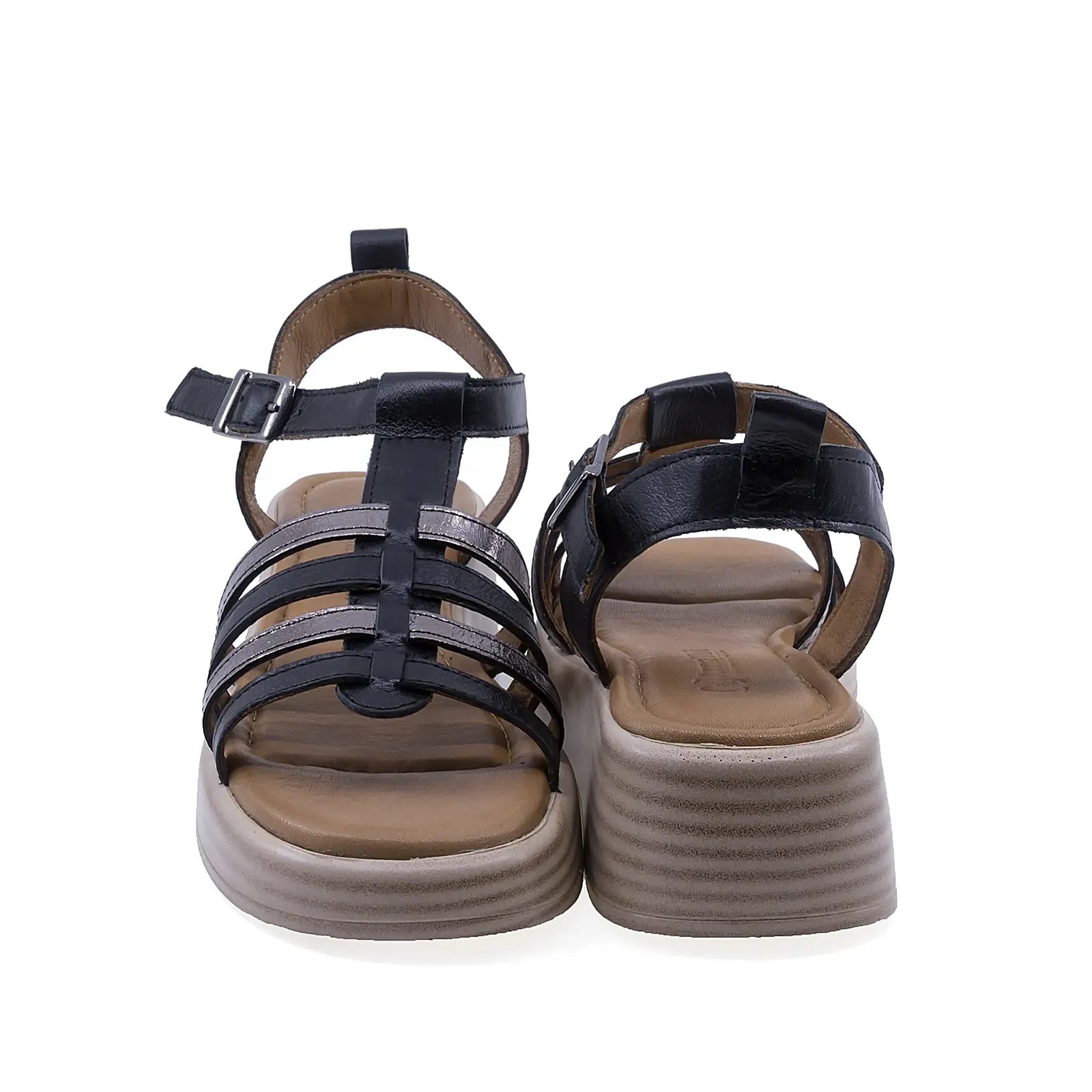 Sandale dama casual Anna Viotti D57-303 vedere spate piele naturala neagra design modern