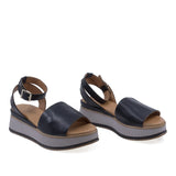 Sandale dama casual Anna Viotti D58-2410 piele naturala negre vedere din fata stil elegant si confortabil