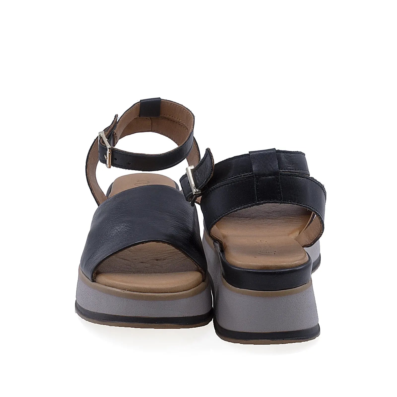 Sandale dama casual Anna Viotti D58-2410 vedere spate piele naturala neagra design modern