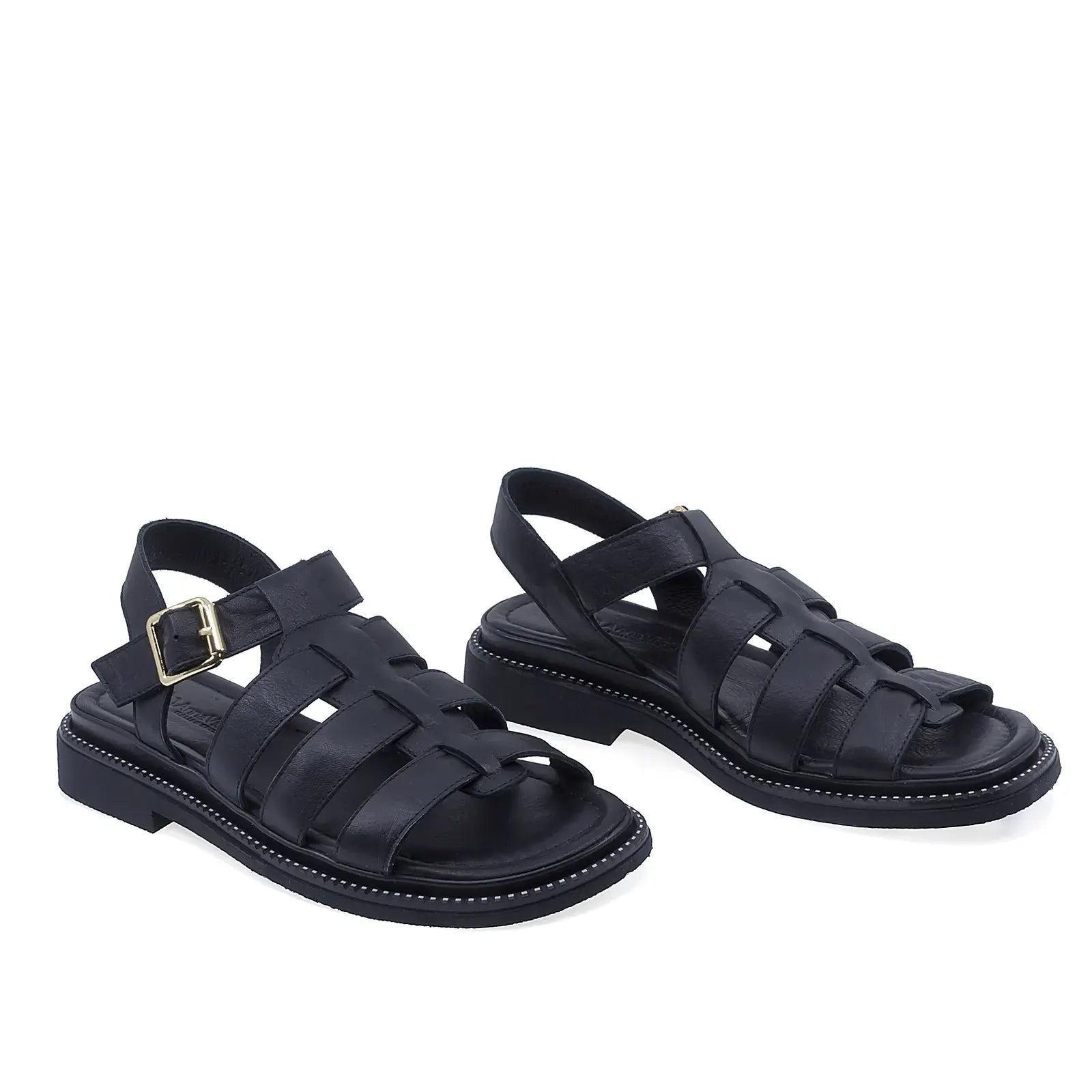 Sandale dama casual Anna Viotti D50-1814 negre din piele naturala vedere din fata