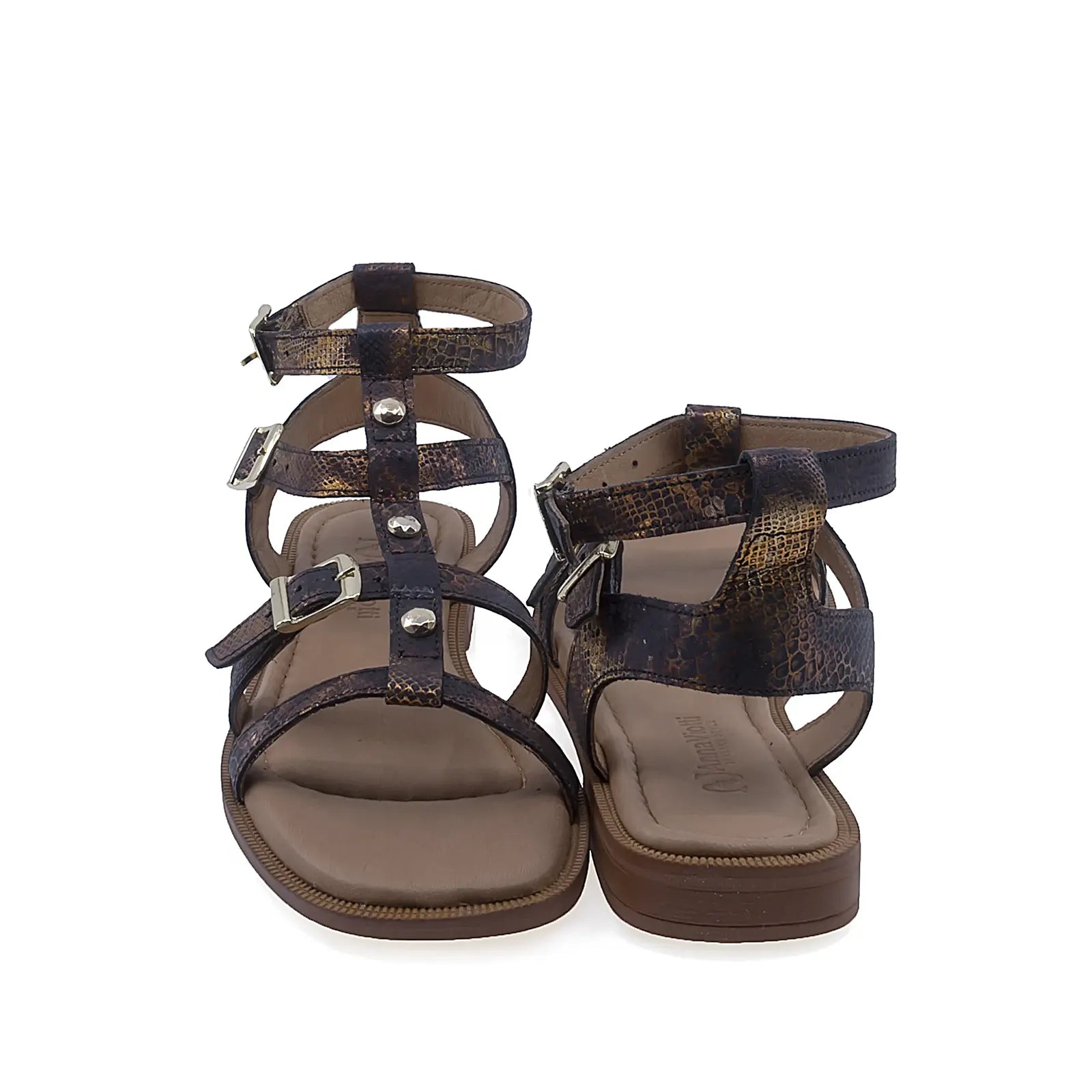 Sandale dama casual Anna Viotti D57-16222 vedere spate piele naturala negru color design modern