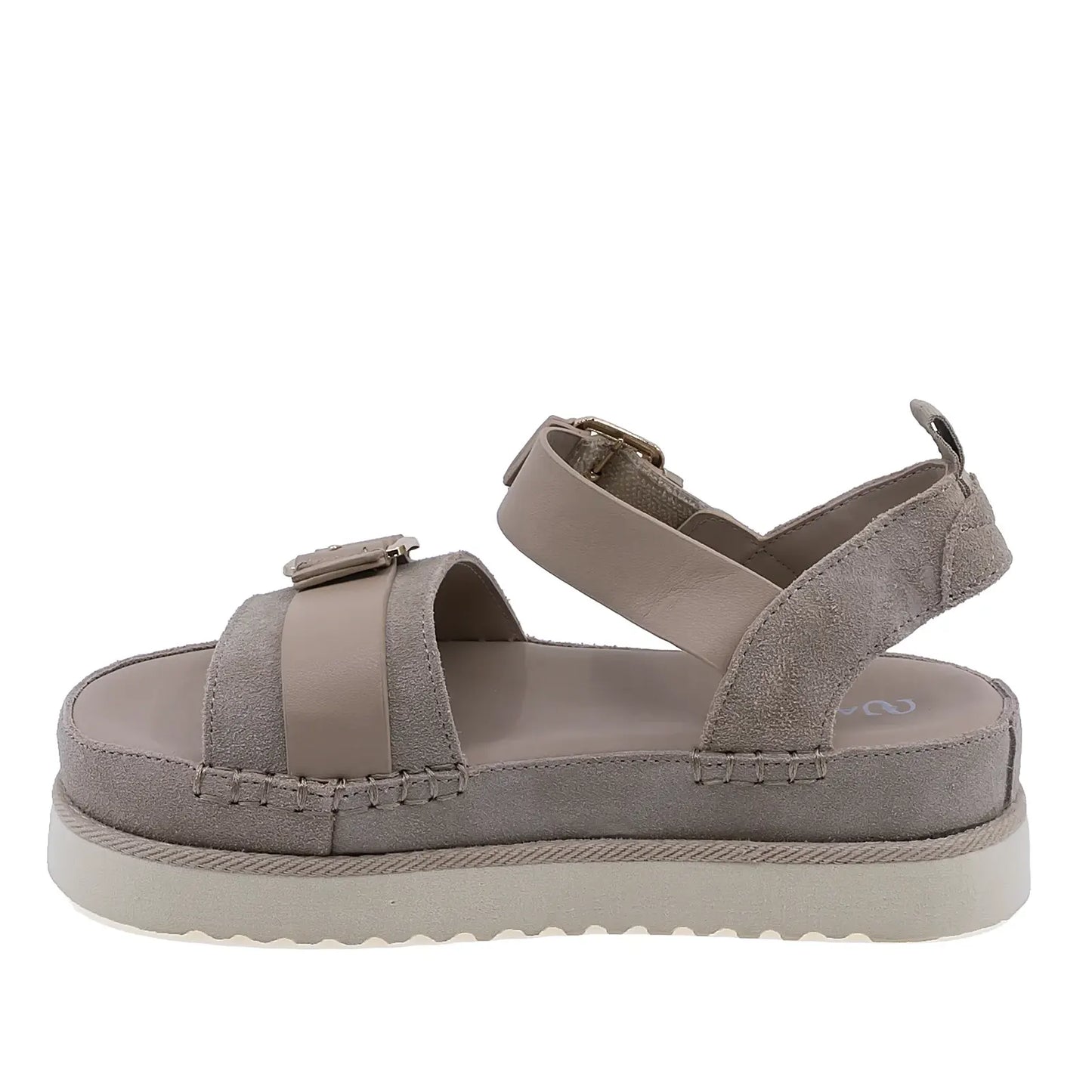 Sandale dama casual piele intoarsa Anna Viotti D113-OWS002-1 bej vedere lateral stanga stil modern