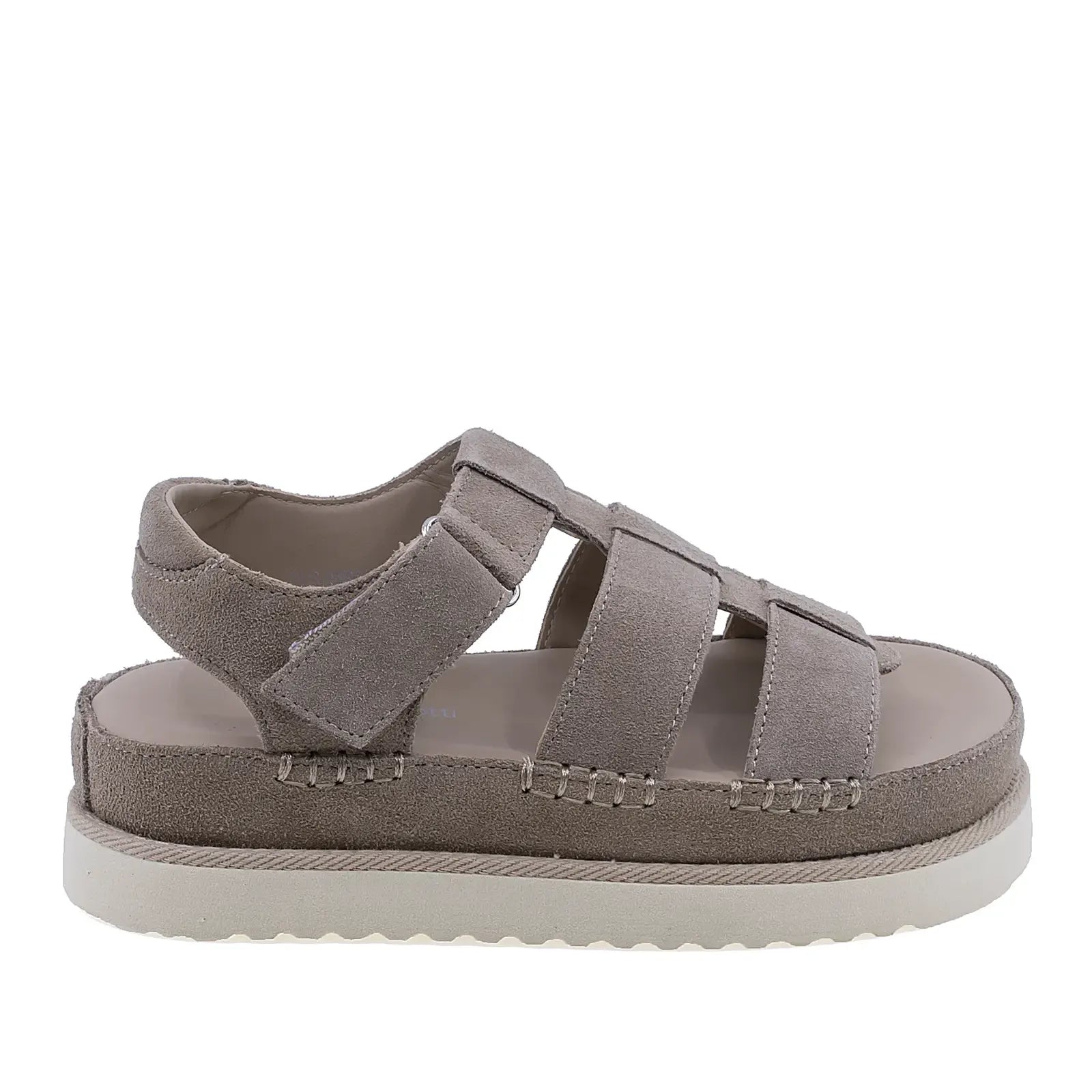 Sandale dama casual Anna Viotti D113-OWS002-8 din piele intoarsa bej vedere lateral dreapta confortabile si moderne
