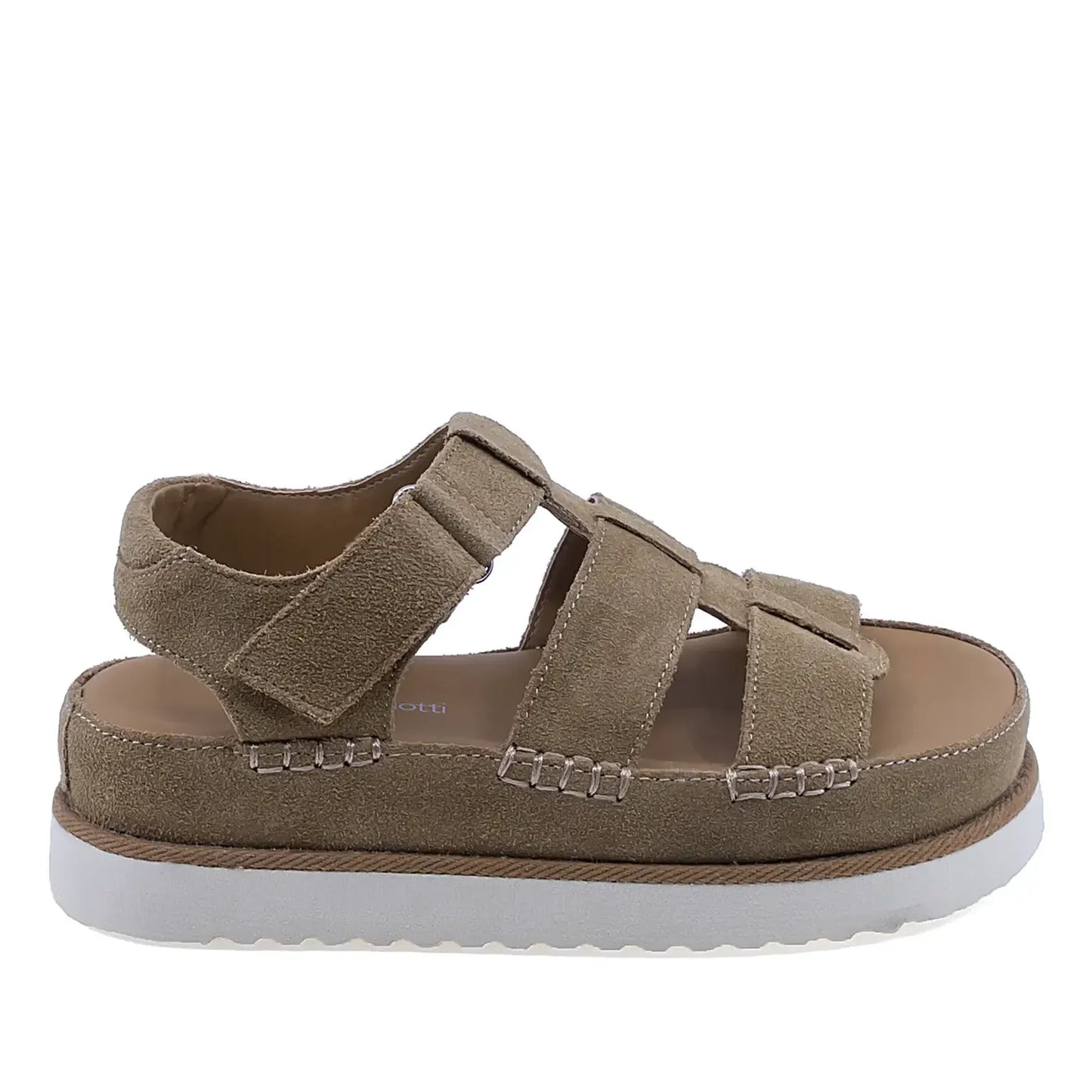 Sandale dama casual Anna Viotti D113-OWS002-8 din piele intoarsa camel vedere lateral dreapta platforma comoda