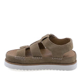 Sandale dama casual piele intoarsa Anna Viotti D113-OWS002-8 camel vedere lateral stanga design modern