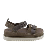Sandale dama casual Anna Viotti D113-OWS002-1 din piele intoarsa kaki vedere lateral dreapta platforma comoda