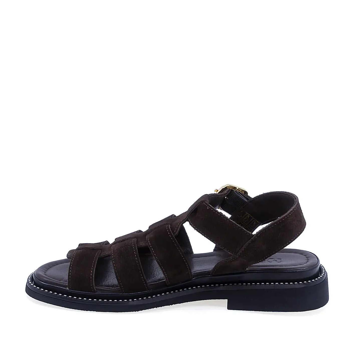Sandale dama casual piele intoarsa Anna Viotti D50-1814 maro vedere lateral stanga design modern