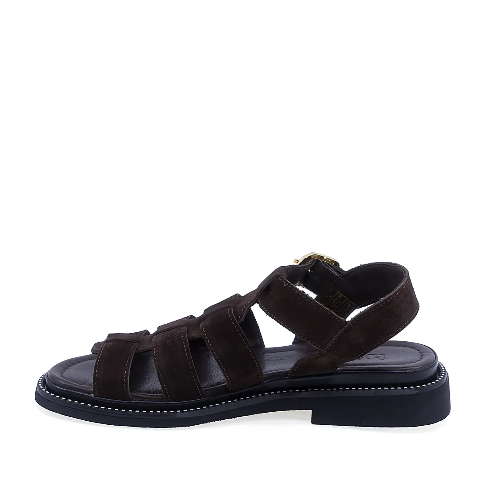 Sandale dama casual piele intoarsa Anna Viotti D50-1814 maro vedere lateral stanga design modern