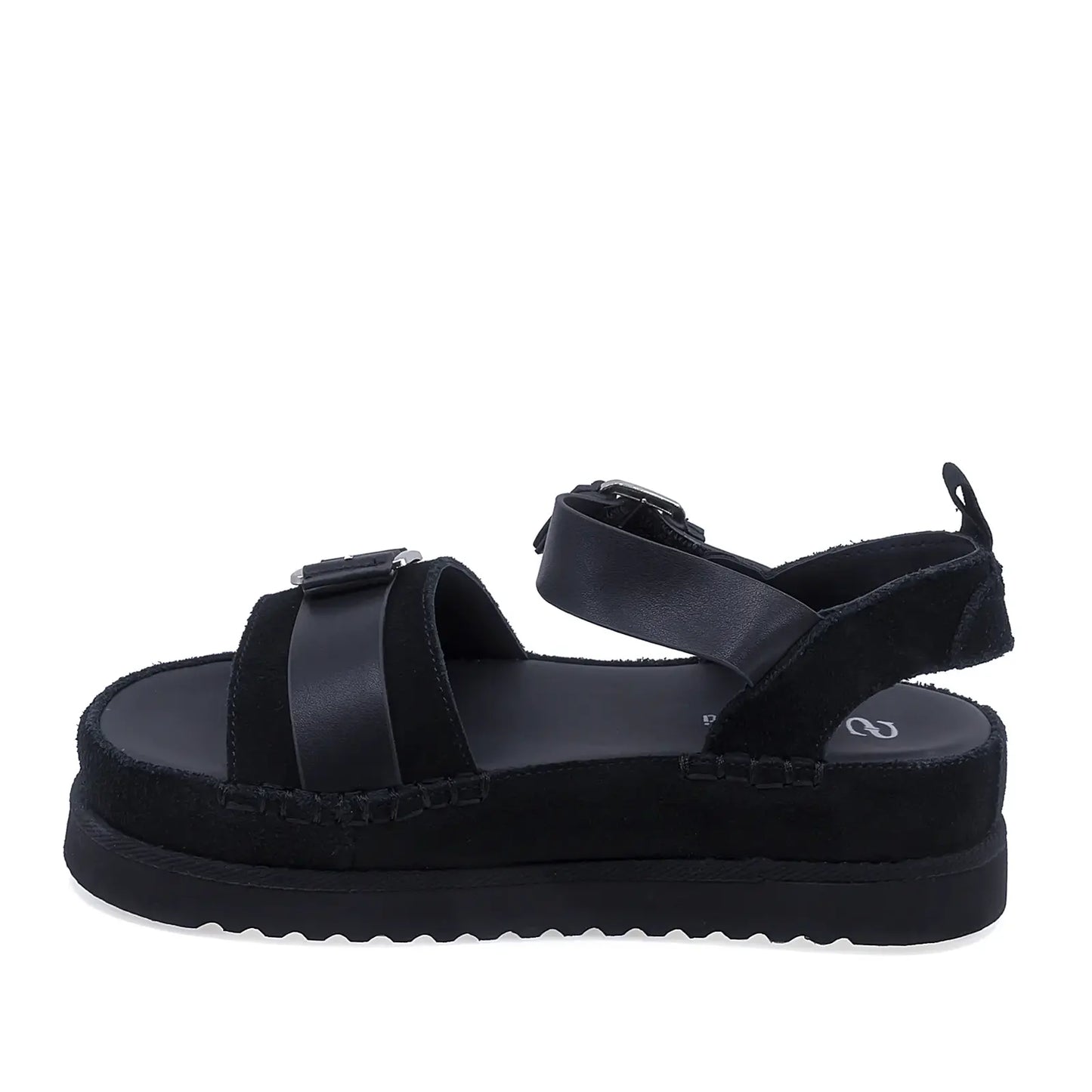 Sandale dama casual piele intoarsa Anna Viotti D113-OWS002-1 negre vedere lateral stanga design modern