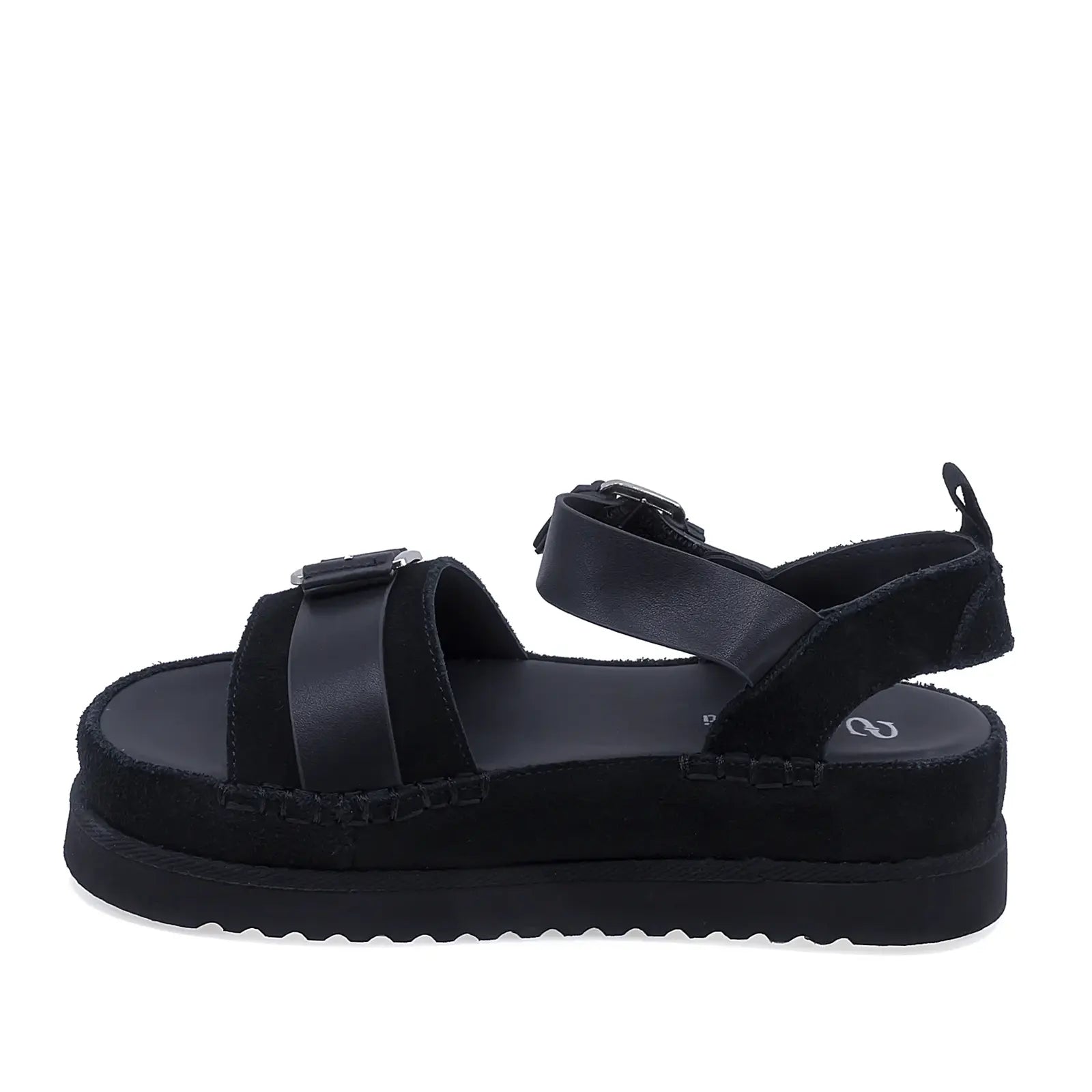 Sandale dama casual piele intoarsa Anna Viotti D113-OWS002-1 negre vedere lateral stanga design modern