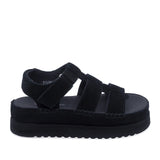 Sandale dama casual Anna Viotti D113-OWS002-8 din piele intoarsa negre vedere lateral dreapta platforma comoda