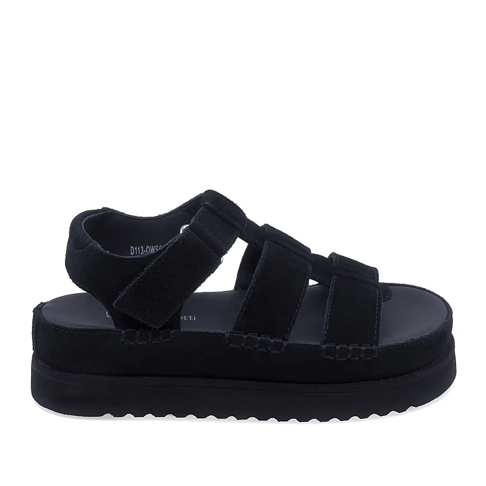 Sandale dama casual Anna Viotti D113-OWS002-8 din piele intoarsa negre vedere lateral dreapta platforma comoda