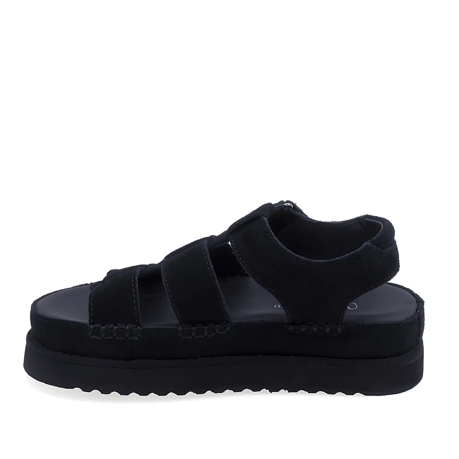 Sandale dama casual piele intoarsa Anna Viotti D113-OWS002-8 negre vedere lateral stanga design modern