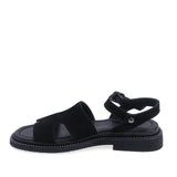 Sandale dama casual piele intoarsa Anna Viotti D50-1813 negre vedere laterala stanga stil modern