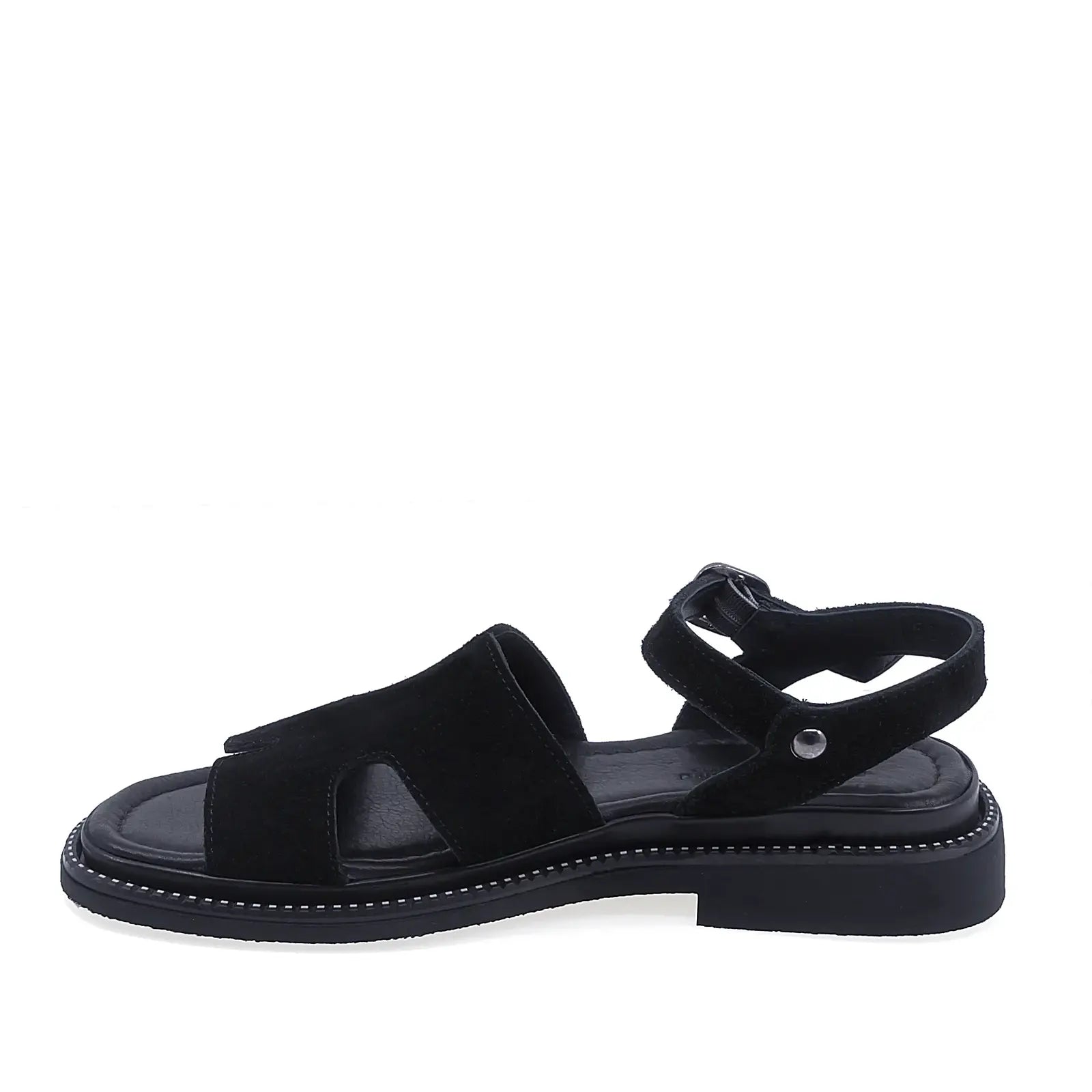 Sandale dama casual piele intoarsa Anna Viotti D50-1813 negre vedere laterala stanga stil modern