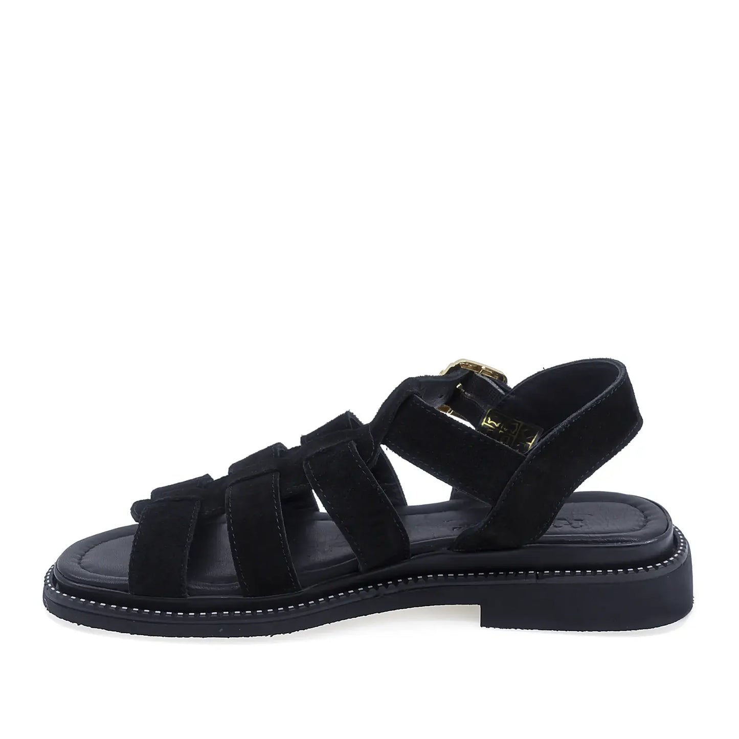 Sandale dama casual Anna Viotti D50-1814 negre din piele intoarsa naturala vedere lateral stanga design modern