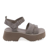 Sandale dama casual Anna Viotti D113-OWS003-1 din piele nabuc bej vedere lateral dreapta cu platforma foarte usoare