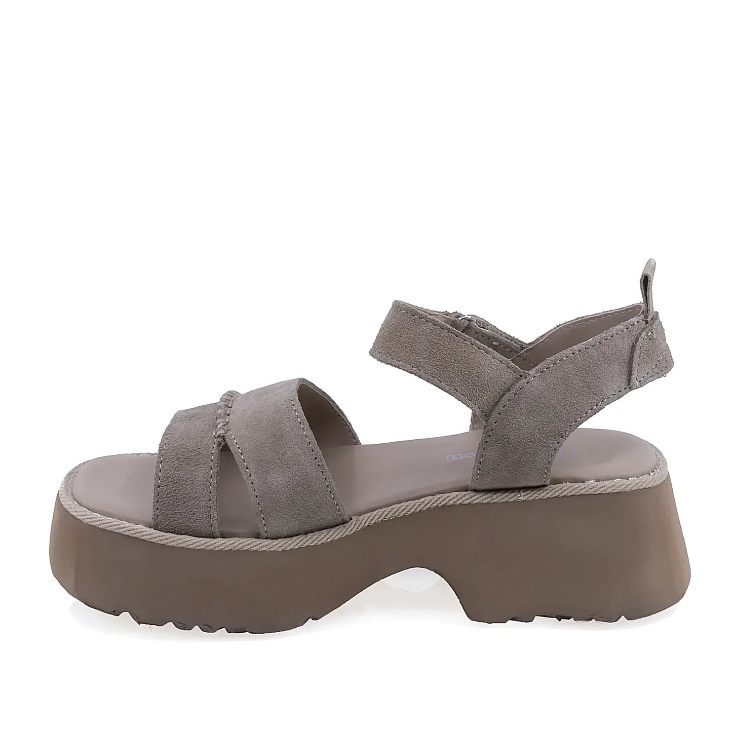Sandale dama casual piele nabuc Anna Viotti D113-OWS003-1 bej vedere lateral stanga design modern si confortabil